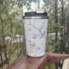 Flower-and-bird art ceramic inner liner coffee cup with high appearance level, portable stainless steel insulated and cold-water cup for both men and women Specification image